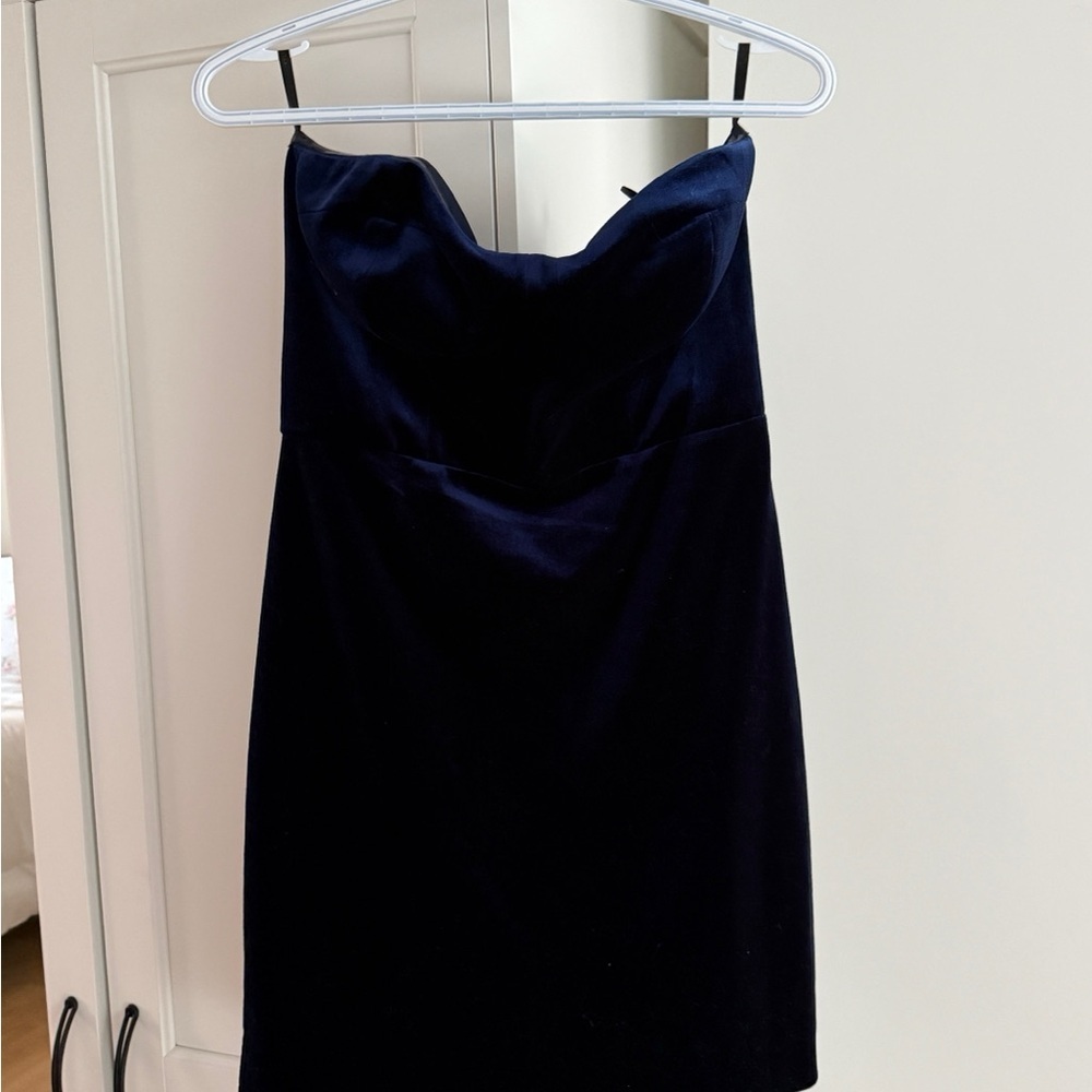 Ever New Strapless Navy Blue Velvet Cocktail Dress